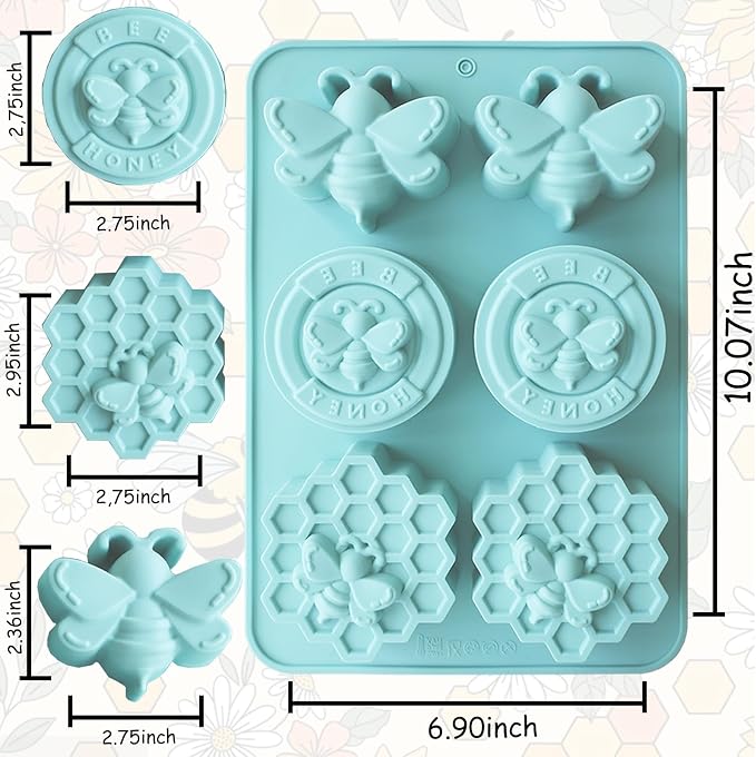 2Pcs Bee Soap Mold,Bee Soap Molds for Soap Making(Blue) | Bee Silicone Molds Honeybee Silicone Mold for Making Homemade Soap, Lotion Bar, Jello, Bath Bomb, Beeswax, Candle