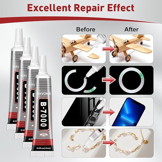 10 PCS 15ml B7000 Rhinestone Glue Clear with Precision Tip, Bedazzling Glue, Multipurpose Super Glues for Nail, Craft, Jewelry Making, Nail Art, DIY, Makeup, Shoes