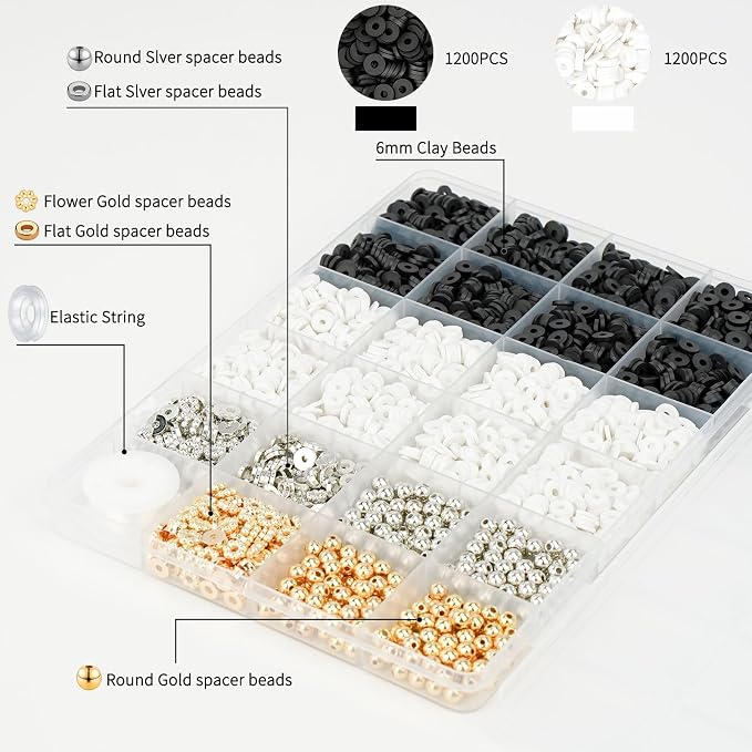 Gionlion 3000 Pcs Clay Beads Bracelets for Women Adults, Bracelet Making kit Golden Beads for Jewelry Making, Charms Bracelet Kit DIY Arts and Crafts Birthday Gifts