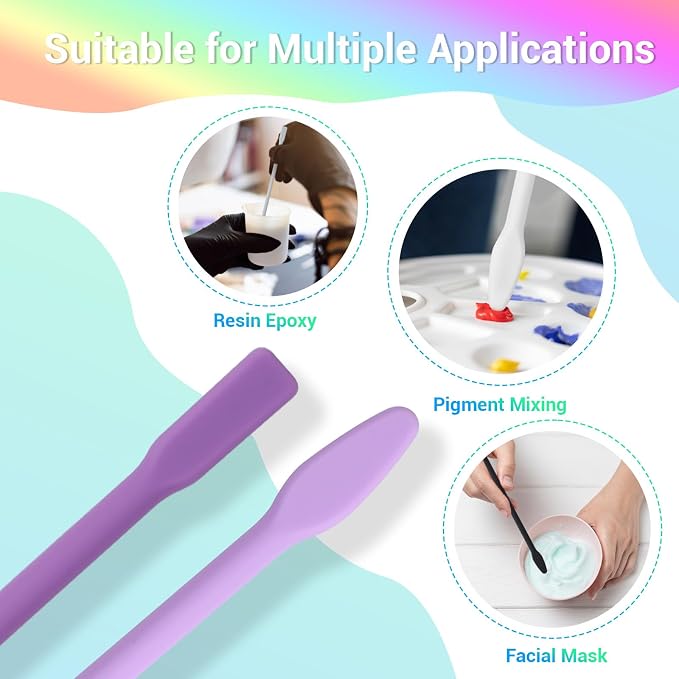 Gartful 9 Colors Large Silicone Stir Sticks, Reusable Epoxy Resin Mixing Sticks, Non-Stick Craft Stirring Rods for Paint Mixing, Glitter Tumblers, Liquid Art Supplies, DIY Crafts Tools