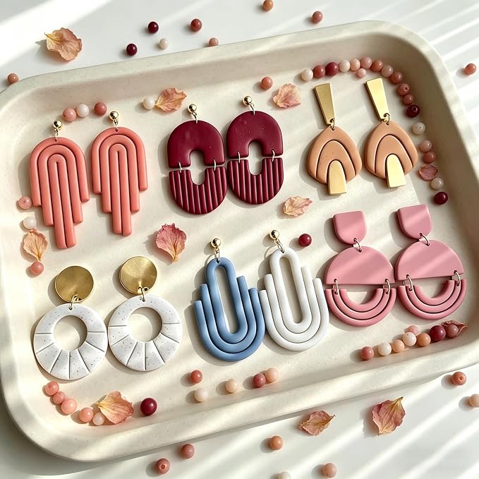 11 Pcs Modern Geometric Polymer Clay Cutters Set - Arch, Fan & Abstract Shape Clay Cutters for Polymer Clay Jewelry Making, Fit Valentine's Day Gift，Gifts for Wife, Friends & Sisters