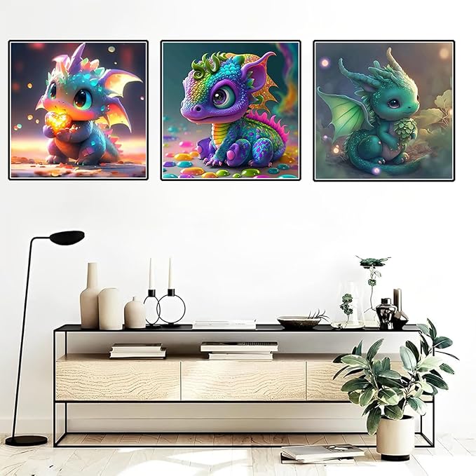 Diamond Art Kits for Adults,6 Pack Dragon Diamond Painting Kits 12x12inch