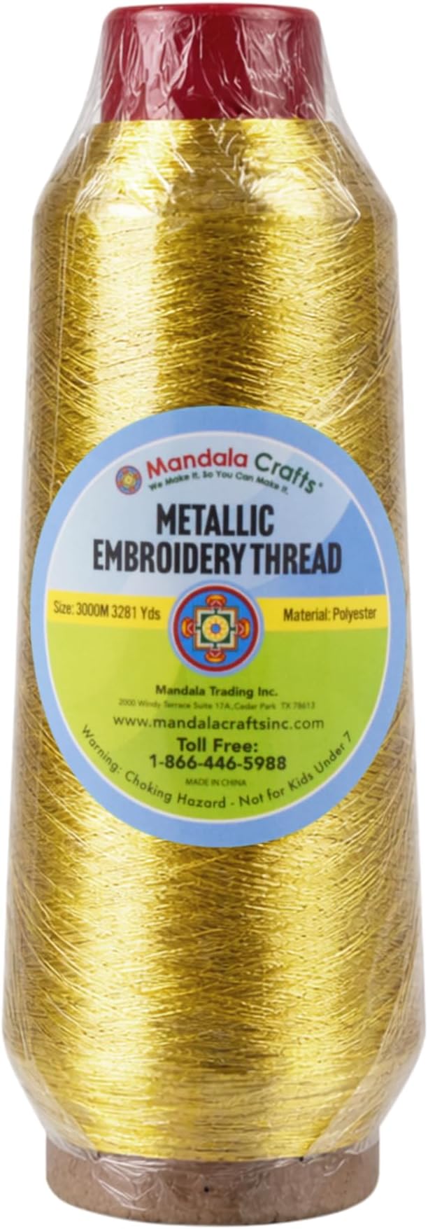 Mandala Crafts Metallic Antique Gold Embroidery Floss for Sewing, 3281 Yard Spool