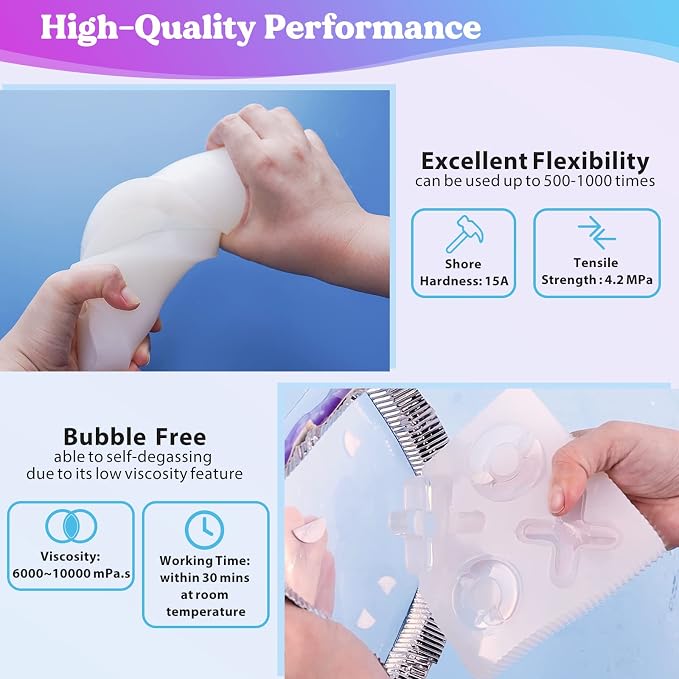 LET'S RESIN Silicone Mold Making Kit-Translucent Silicone Rubber 20oz | Non-Toxic Platinum Liquid Silicone-Super Elastic Molding Silicon-Ideal for 3D Mould,Resin Molds,Silicone Molds-4H Fast Cure