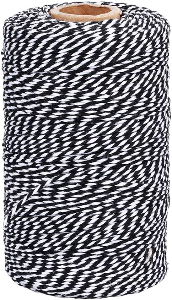 G2PLUS 656 Feet White and Black String,2MM Cotton Twine for Crafts & Wrap | Soft and Sturdy, Long Twine for Halloween, Christmas Gift Wrapping, DIY Arts and Crafts, Macrame, Home Decor
