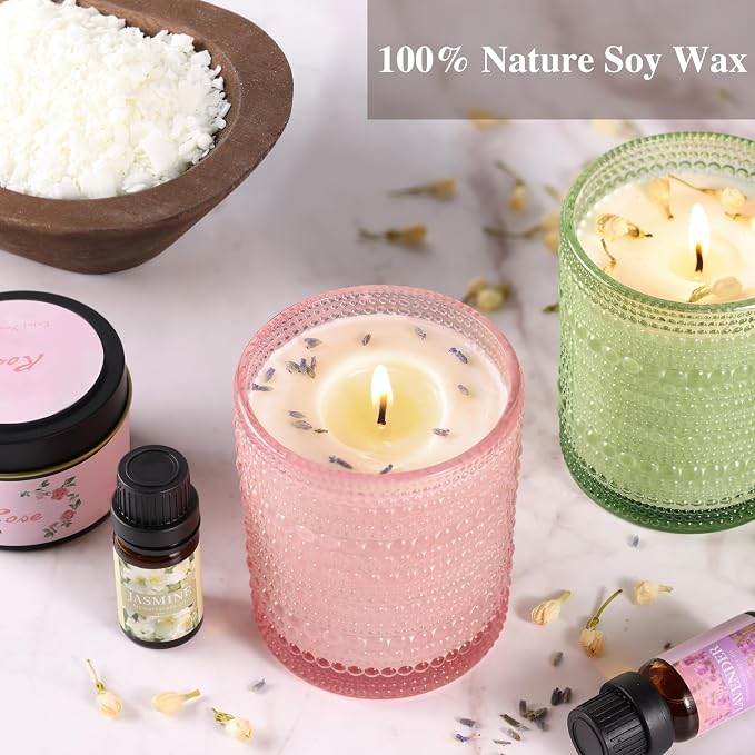 DARJEN Candle Making Kit for Adults, 8 Jars & Tins Soy Wax Scented DIY Set | 100% Soy Wax, 10oz Glass Jars, 4oz Tins, Cotton Wicks, Pleasant Scents, Instruction& More- Perfect as Home Decorations