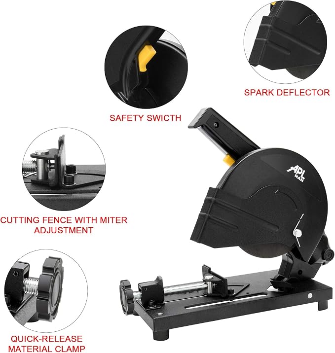 APLMAN 6 Inch Cut off Saw Metal Cutting Chop Saw Miter Saw 45° Angle iron/Rebar/Iron/Plastic Cutting
