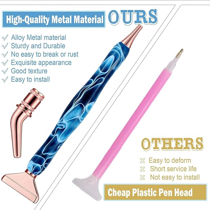 Heyseri Diamond Painting Pens, “Classic Wax Stylus” Diamond Art Pen, Gem Painting Tools Accessories, Gem Art Pen with Metal Tips for 5D Craft Nail