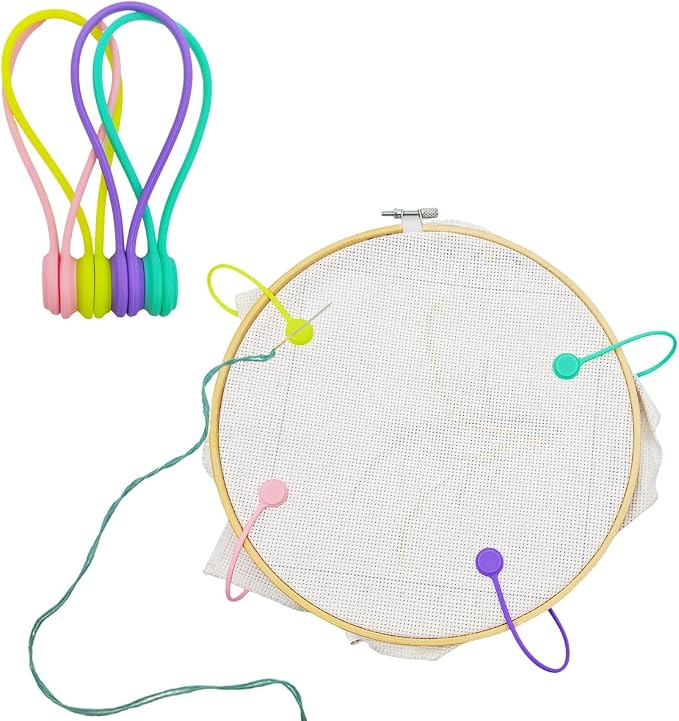 4 pcs Needle Minders Magnetic Cross Stitch Fabric Clips, Macron Color Magnetic Needle Minder, Perfect Cross-Stitch Embroidery and Needlework Accessories, Ideal Gift for Craft Enthusiasts