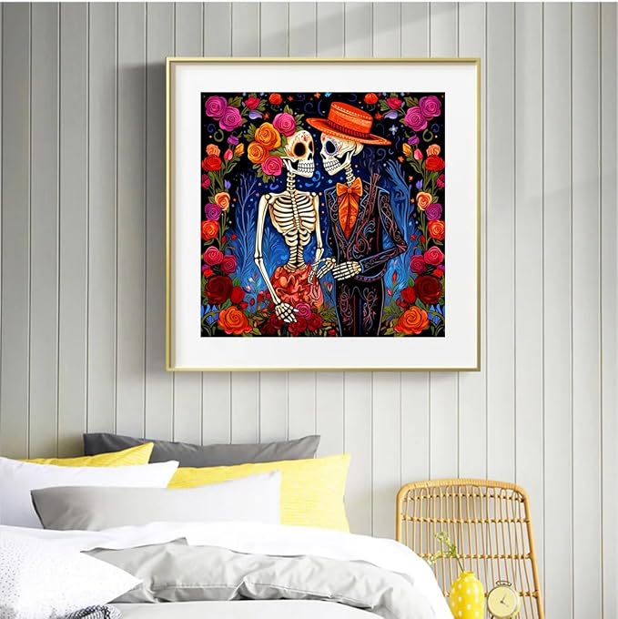 ijbnhd Skeleton Diamond Art Kits for Adults Valentine 14x14inch