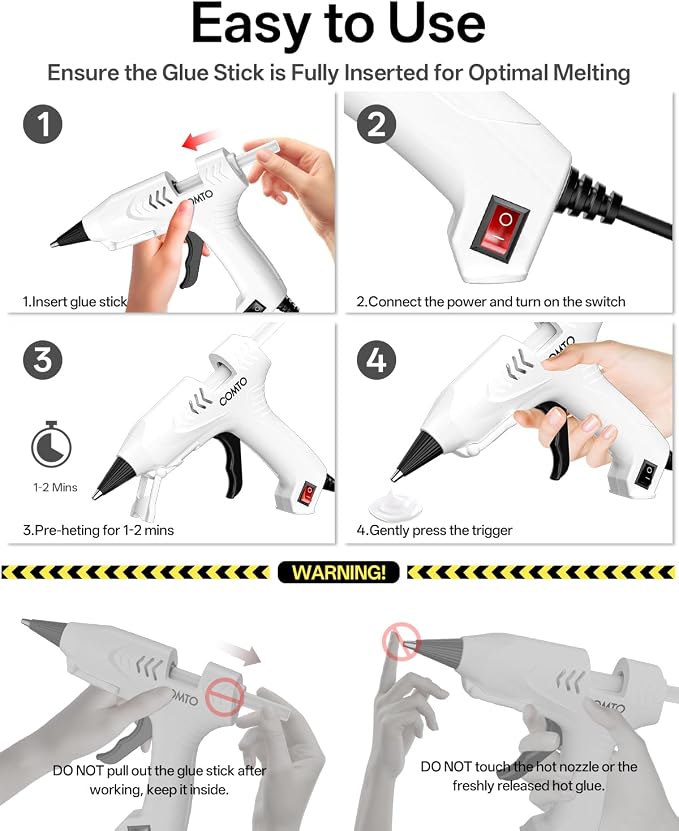 Mini Hot Glue Gun with 100 Glue Sticks, White