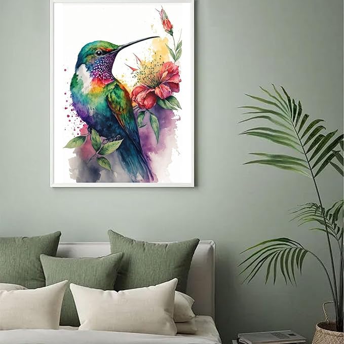 Ausanrl Hummingbird Diamond Painting Kits for Adults 12x16in | Bird Diamond Art Kits for Adults,5D Diamond Painting,DIY Gem Art Bird Home Wall Decor Perfect for Relaxation Art and Crafts