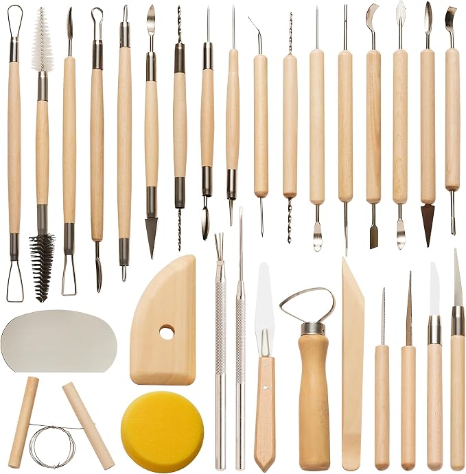 30 Pcs Clay Tools & Pottery Tools Kit, Professional Polymer Clay Sculpting