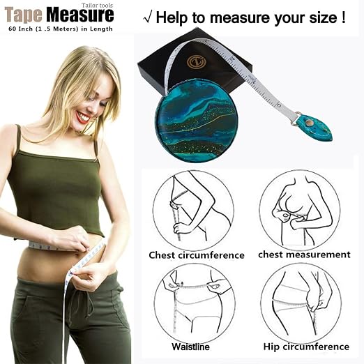 Tape Measure Body Measuring Tape，Medical Body Cloth Tailor Craft Dieting Measuring Tape, Dual Sided Retractable Ruler Colour Printed Soft Tape Measure Retractable