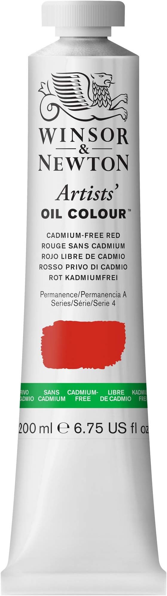 Winsor & Newton Artists' Oil Paint, 200ml Tube, Cadmium-Free Red