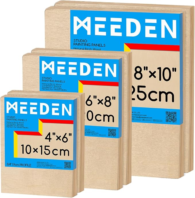 MEEDEN Unfinished Wood Canvas Board:4x6 6x8 8x10 Canvas Panel Pack of 6