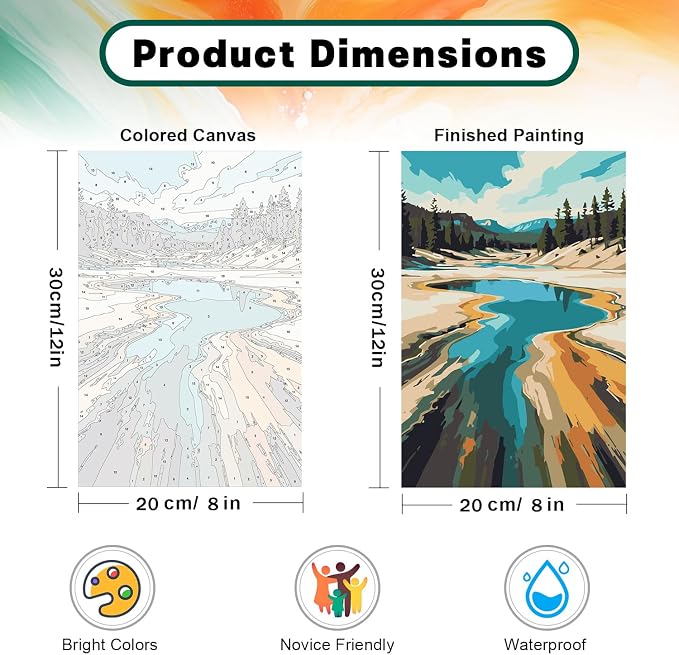National Park Paint by Numbers Kit for Adults Beginner with Frame, Easy Landscape Adult Paint by Number Kits on Canvas, DIY Acrylic Number Painting for Adults for Home Decor for Gift 8x12 Inch