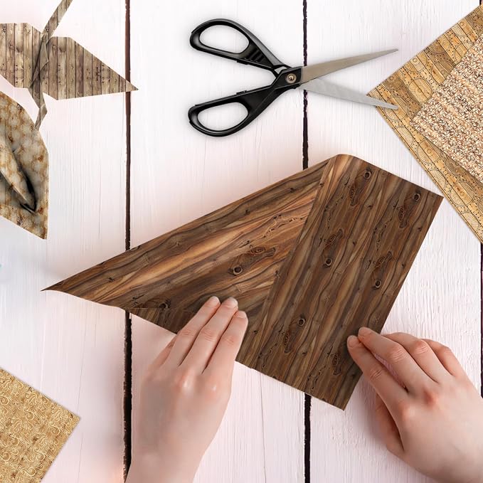 Gingham Scrapbook Paper Wooden Boho Patterned Paper Pad 12×12,24 Sheets Double-Sided Bobo Floral Scrapbooking CardStock Papers Pad for Holiday Cardmaking DIY Origami Papers.