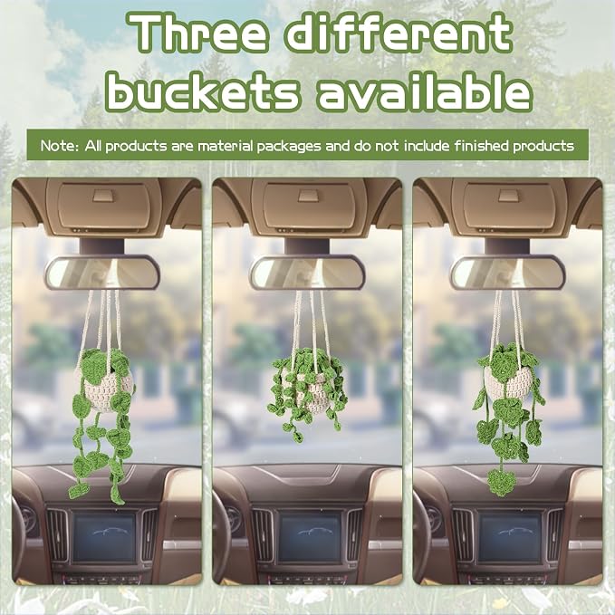kdafio 3 Pcs Crochet Plants Kit Hanging Plants Crochet Kit for Beginners