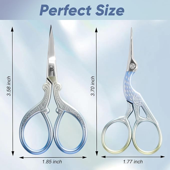 AQUEENLY Embroidery Scissors 2 Pcs Small Sewing Scissors Sharp Stainless Steel 3.6 Inches for Artwork, Threading, Needlework, Crochet