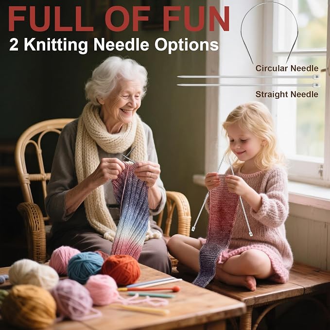 Complete Knitting Kit for Beginners, Scarf, Hat & Gloves, Amethyst Ombre | Kitcroet Knitting Kit Video Tutorials & Written Guide; 2 Types of Needles & Knitting Accessories; 25% Extra Yarn Included