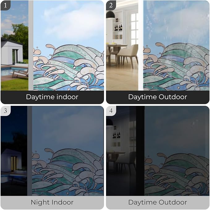 ADD.HERES Stained Glass Window Film, Window Film Decorative, 17.5 x 39.37in