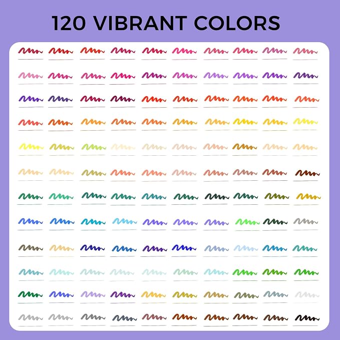 Artecho 120 Colors Dual Tip Markers for Adult Coloring Books with Bag | Drawing Pens For School, Fine and Brush Tip, Calligraphy, Drawing, Sketching