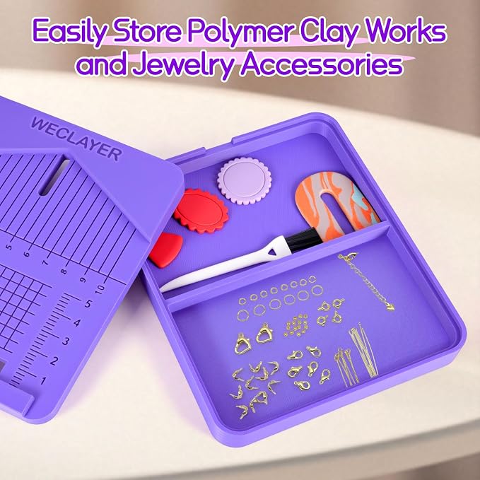 Polymer Clay Earring Drill Hole Guide,Jewellery Assembly Station with Brush and Two Tray for Holding Earring,Jewellery Pieces and Findings,Clay Tools and Accessories,Clay Jewelry Making Supplies