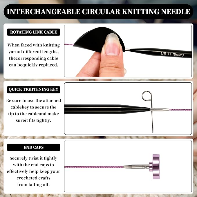 Froggod 4.53" (11.5cm) Interchangeable Circular Knitting Needles Set