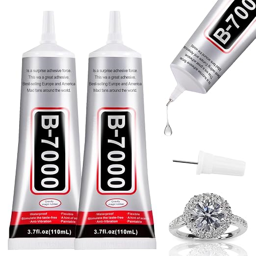 2 PCS 110ml B7000 Rhinestone Glue Clear, Bedazzling Glue for Craft, Jewelry