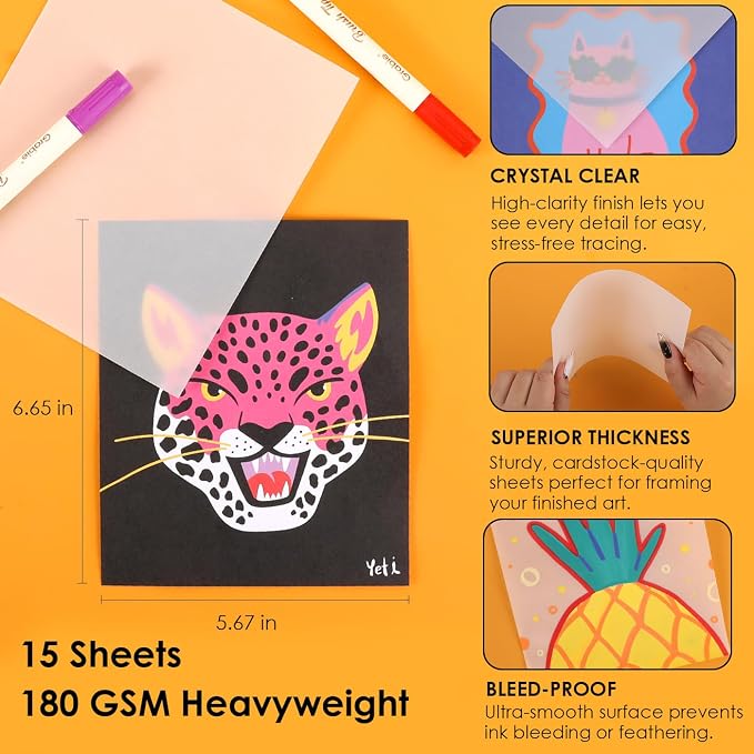 Grabie Trace & Color Drawing Kit, Pack of 5 Dual Tip Markers, Yeti Collab