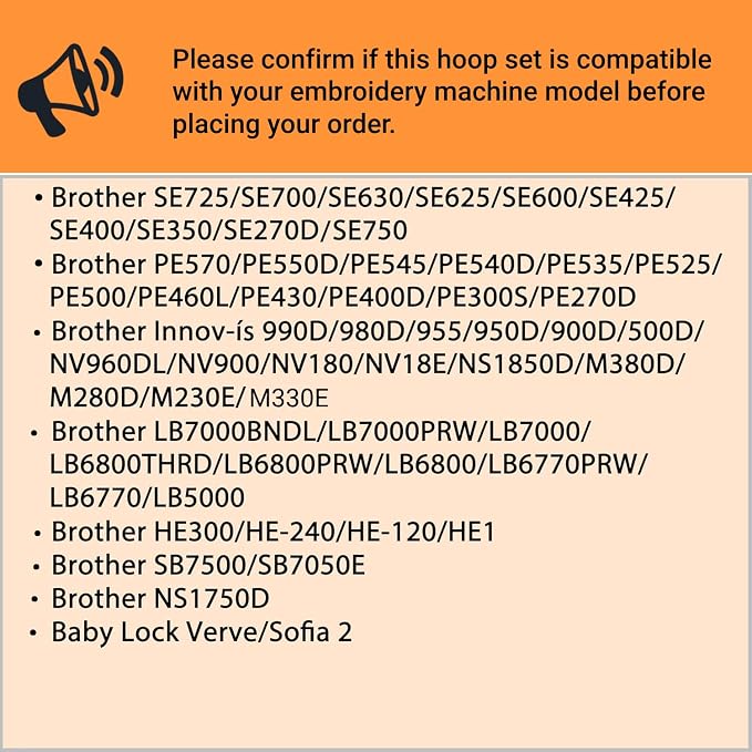Sew Tech 3pcs Embroidery Hoops for Brother, 1x2.5 4x4 4x6.75in Frame Set | Fits SE700 SE600 PE545 PE535 PE570 SE725 SE630 SE625 SE425 SE400 PE550D PE540D LB5500 NS1850D Brother; Baby Lock Aurora