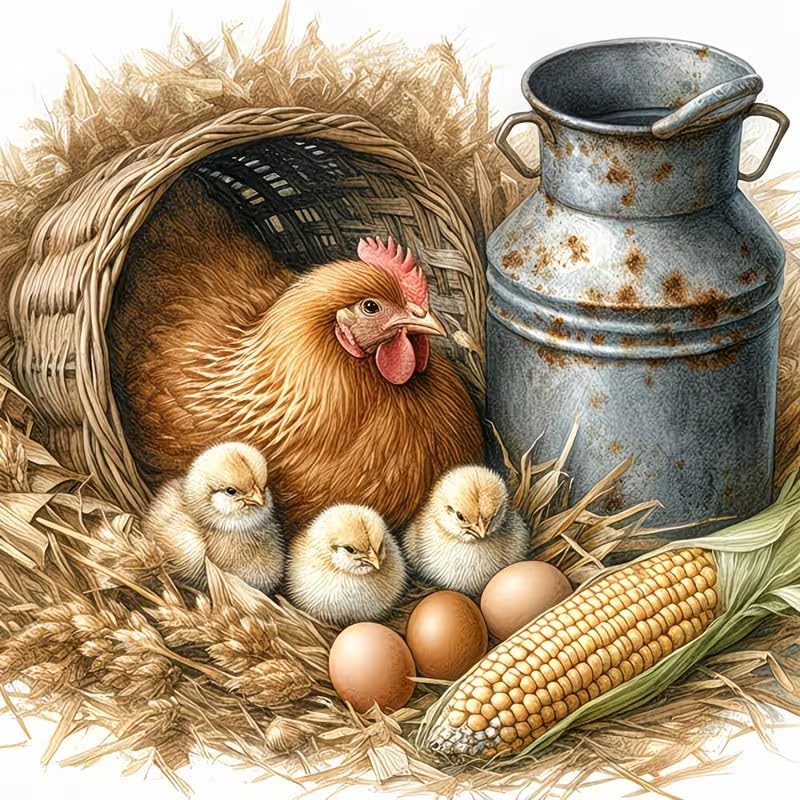 Diamond Art Kits for Adults,Farm Chicken Diamond Painting Kit 13.8X13.8inch