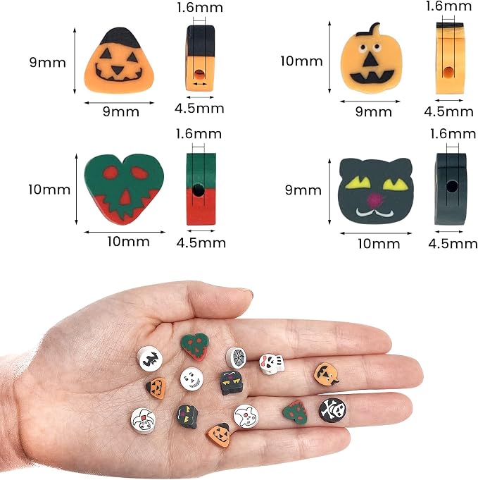100 Pcs Polymer Clay Beads Mixed Heishi Spacer Beads Supplies for DIY Bracelet Earring Necklace Jewelry Making (Halloween-2)