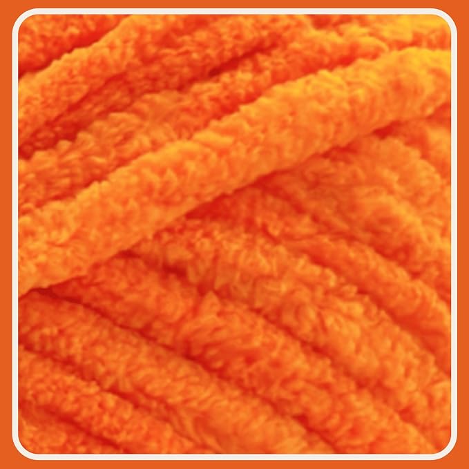 4 * 3.5Oz Soft Velvet Yarn Chenille Yarn for Crocheting and Knitting – Medium to Bulky (93 Yards/100g) - Polyester - Yarn for Blanket Amigurumi Weaving Crafts (Orange, 4 Pack)