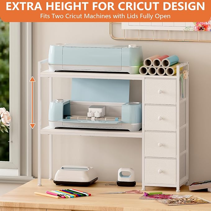 VENNQD Desktop Shelf Stand Compatible with Cricut Maker and Cricut Explore Air Series Stand Legs, Craft Desk Accessories and Space Organizer (White)