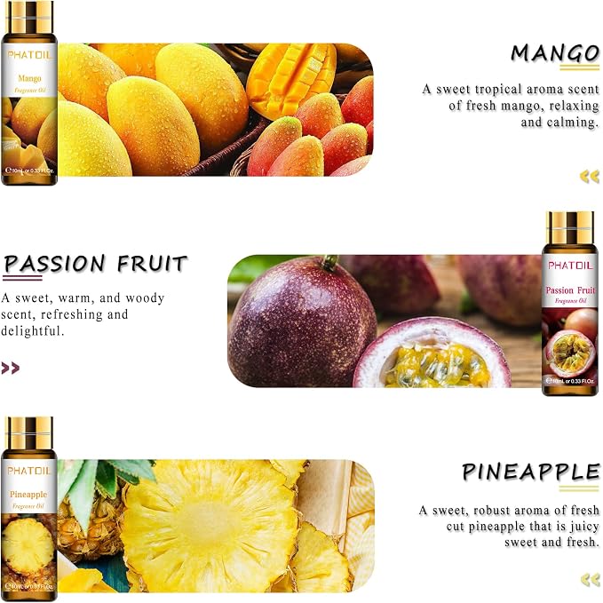 PHATOIL Fruity Fragrance Oil Gift Set for Diffuser, Soap Candle Making