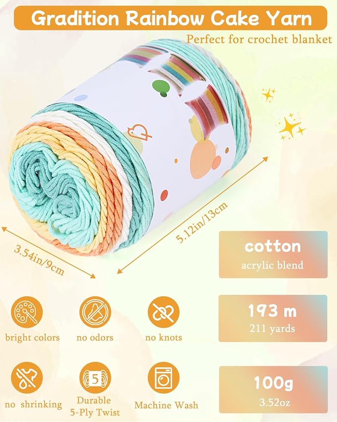 Aeelike Crochet Kit for Beginners,Knitting a Blanket with Cake Yarn