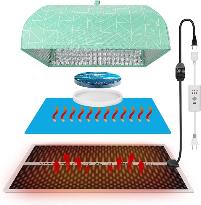 Resin Heating Mat with Cover Timer, Fast Resin Curing Mat, Epoxy Heater Silicone Heat Pad Drying Machine