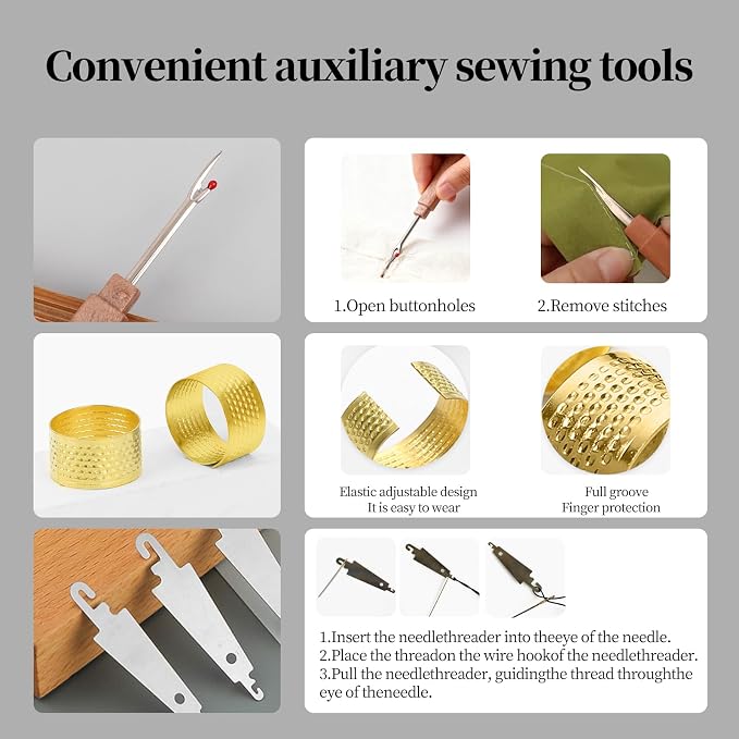 Obear 45-Piece Sewing Kit for Adults and Beginners,Big Eye Stainless Steel Sewing Needles Kit for Hand Sewing with Storage Box and Portable Pouch