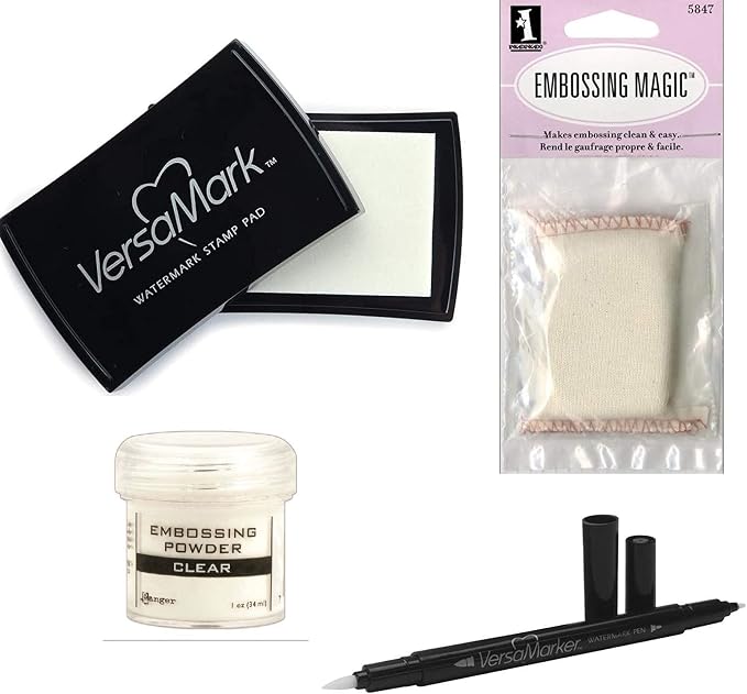 Basics: VersaMark Watermark Ink Stamp Pad, Versamarker, Inkadinkado Embossing Powder Tool and Ranger Embossing Powder Clear