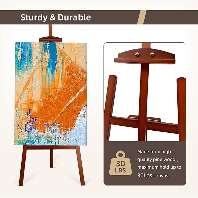 Adjustable Walnut Pine Wooden Painting Easel, Art Easel Stand
