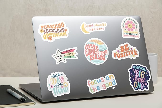 200PCS Affirmation Stickers by Puraesla, Holographic Motivational Sticker Pack, Positive Journal Encouraging Shiny Quotes for Kids, Teachers, Classroom, Waterproof Scrapbook Supplies (200)