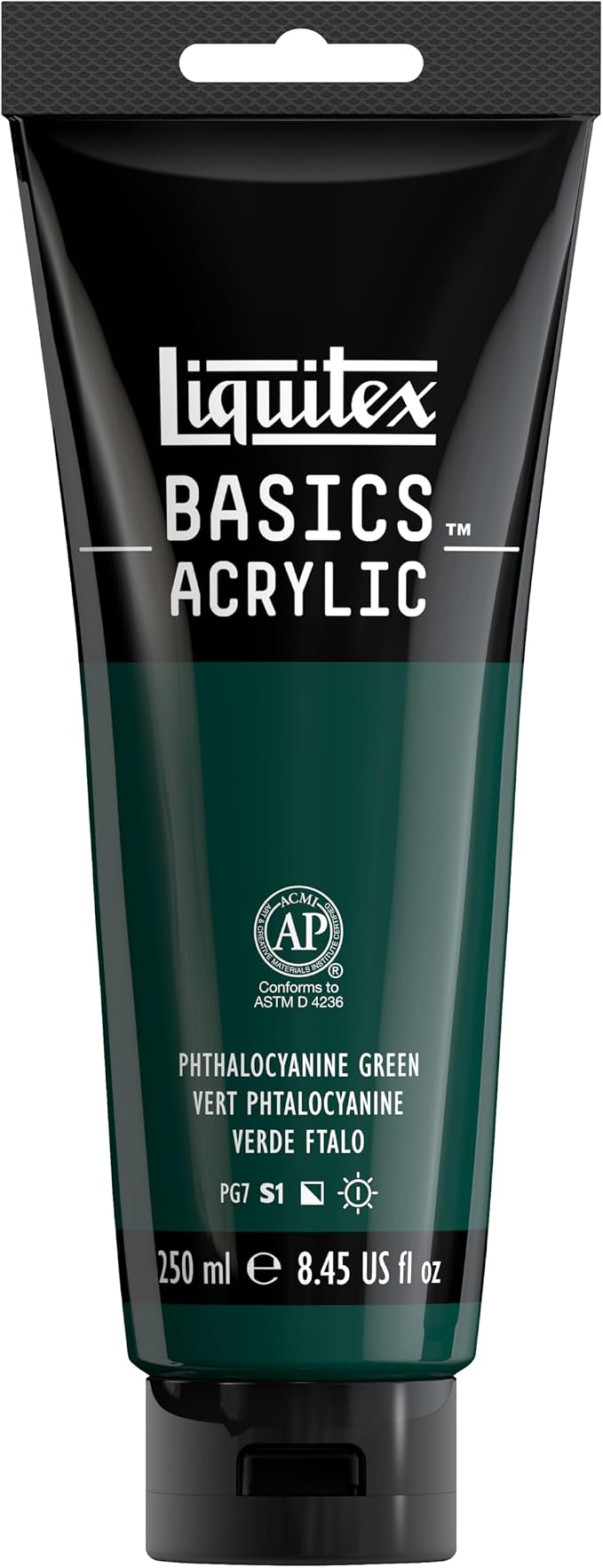 Liquitex BASICS Acrylic Paint, 8.5-oz Tube, Phthalocyanine Green | Medium Viscosity, Satin Finish, Lightfast, Fine Art Pigments, Range of Opacities, Easy Blending