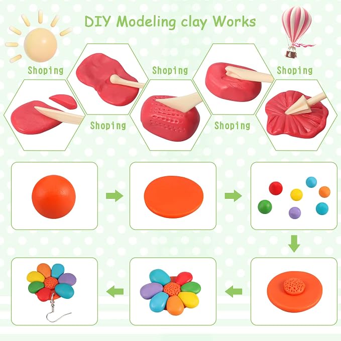 CiaraQ 50-Color Polymer Clay Oven Bake Modeling Kit | Heavier than most clay sets – 28g per block vs 20g. 50 colors, 2-layer storage box, Non-toxic. Great for kids & beginners