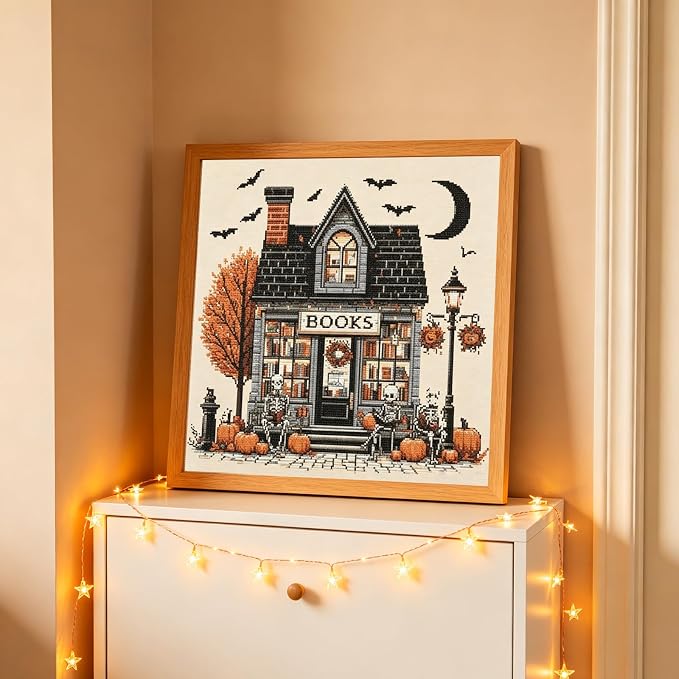 Halloween Bookstore Diamond Painting Kits for Adults,Book Diamond Art Kits