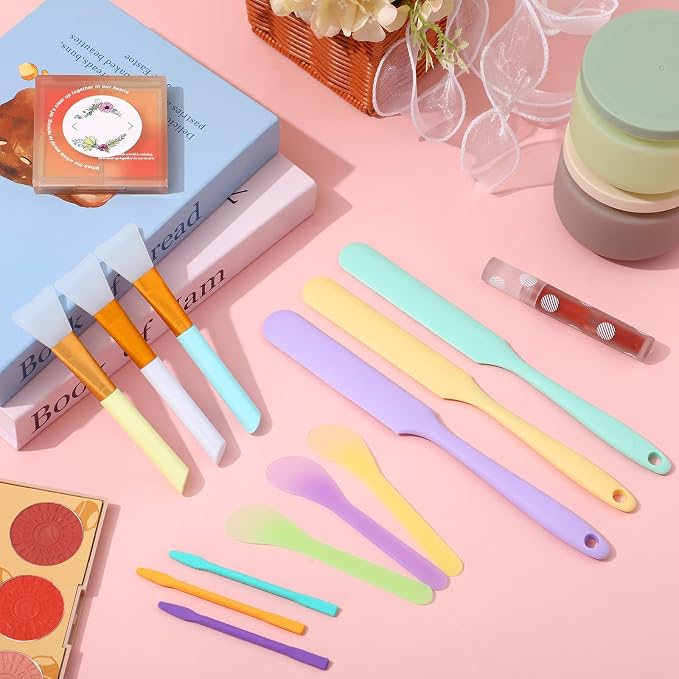 Patelai 12 Pcs Silicone Stir Sticks Kit, Silicone Epoxy Brushes, Stir Tool Sticks, Mixing Spoon, Scraper DIY Crafts Tools for Resin Epoxy Liquid Paint(Elegant Color)