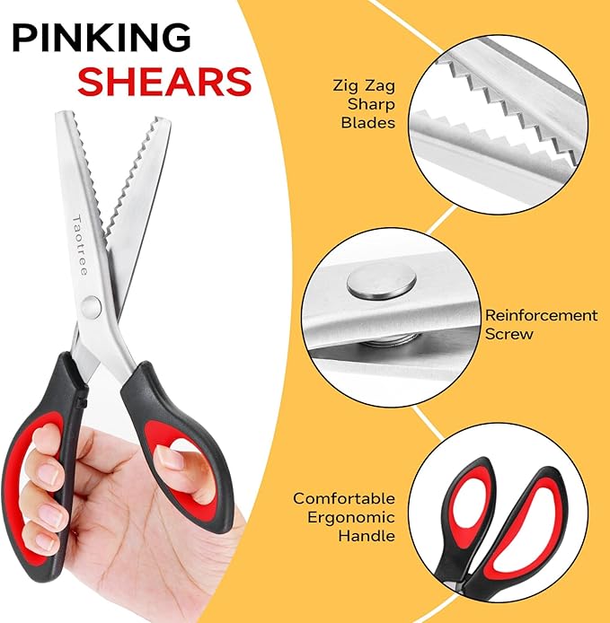 Pinking Shears for Fabric Cutting, Taotree 9.5" zig zag scissors for Fabric