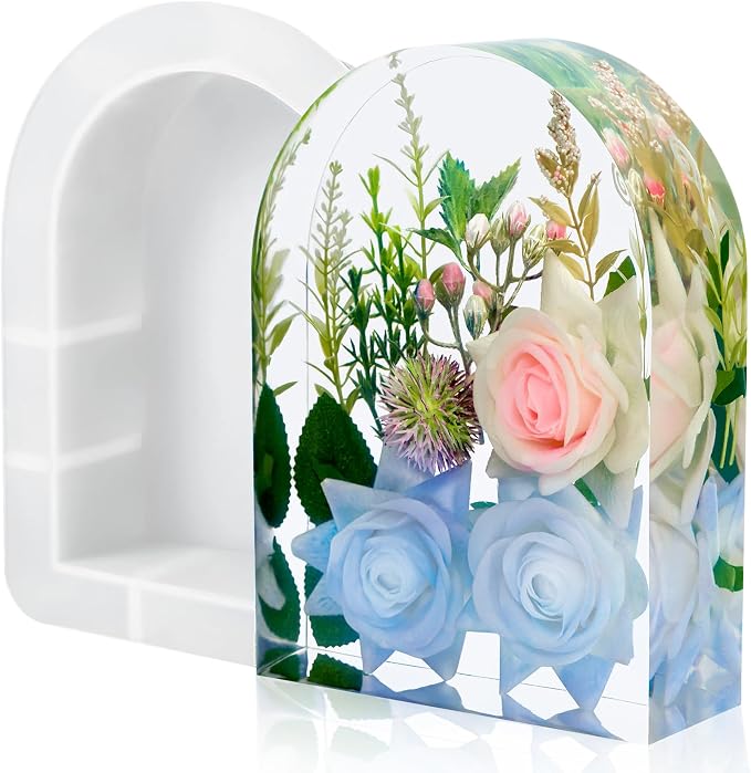 YOILES Resin Molds Silicone,Epoxy Resin Molds,Silicone Mold for Crafts | Casting Craft Mold for Flower Preservation Bookends DIY Art (Arch)