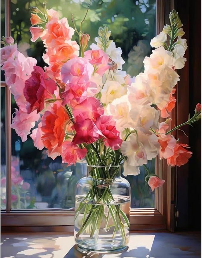 Ausanrl Flowers Diamond Painting Kits for Adults-Diamond Art Kits for Adults Beginner,5D Diamond Painting Flowers,Gem Art Kits for Gift Home Decor 12x16inch
